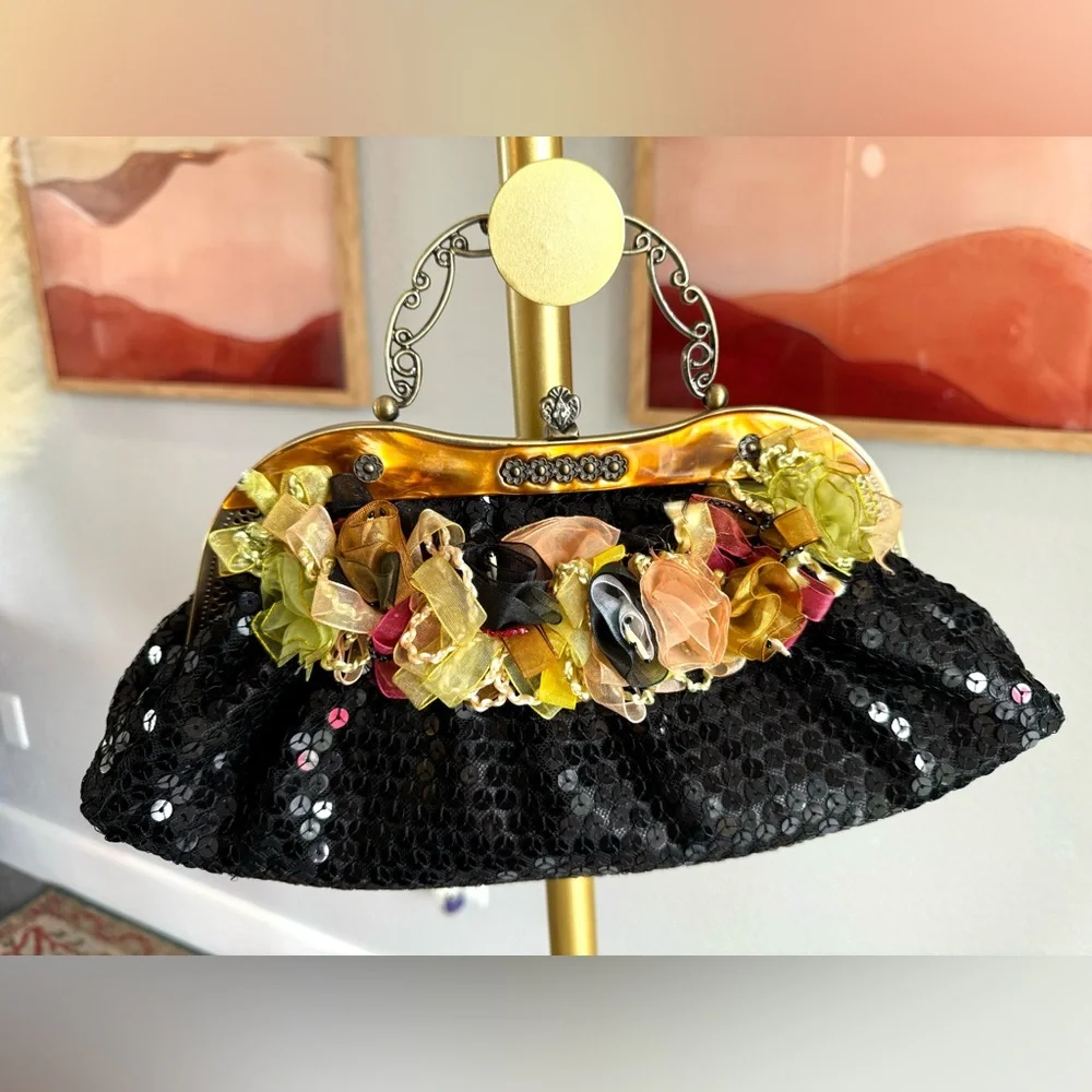 Vintage Sequined Floral Handbag